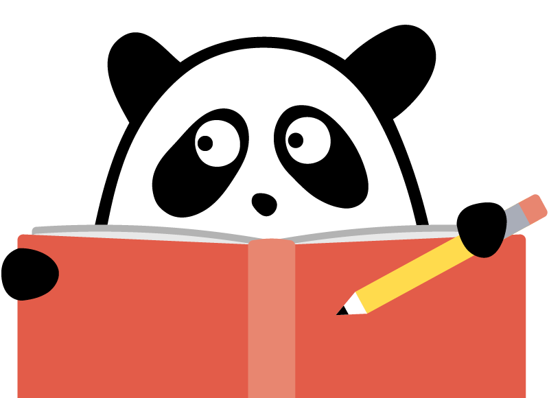 panda holding a book